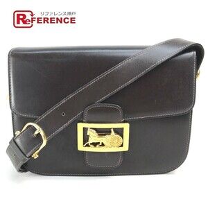 Celine carriage shoulder bag leather Black